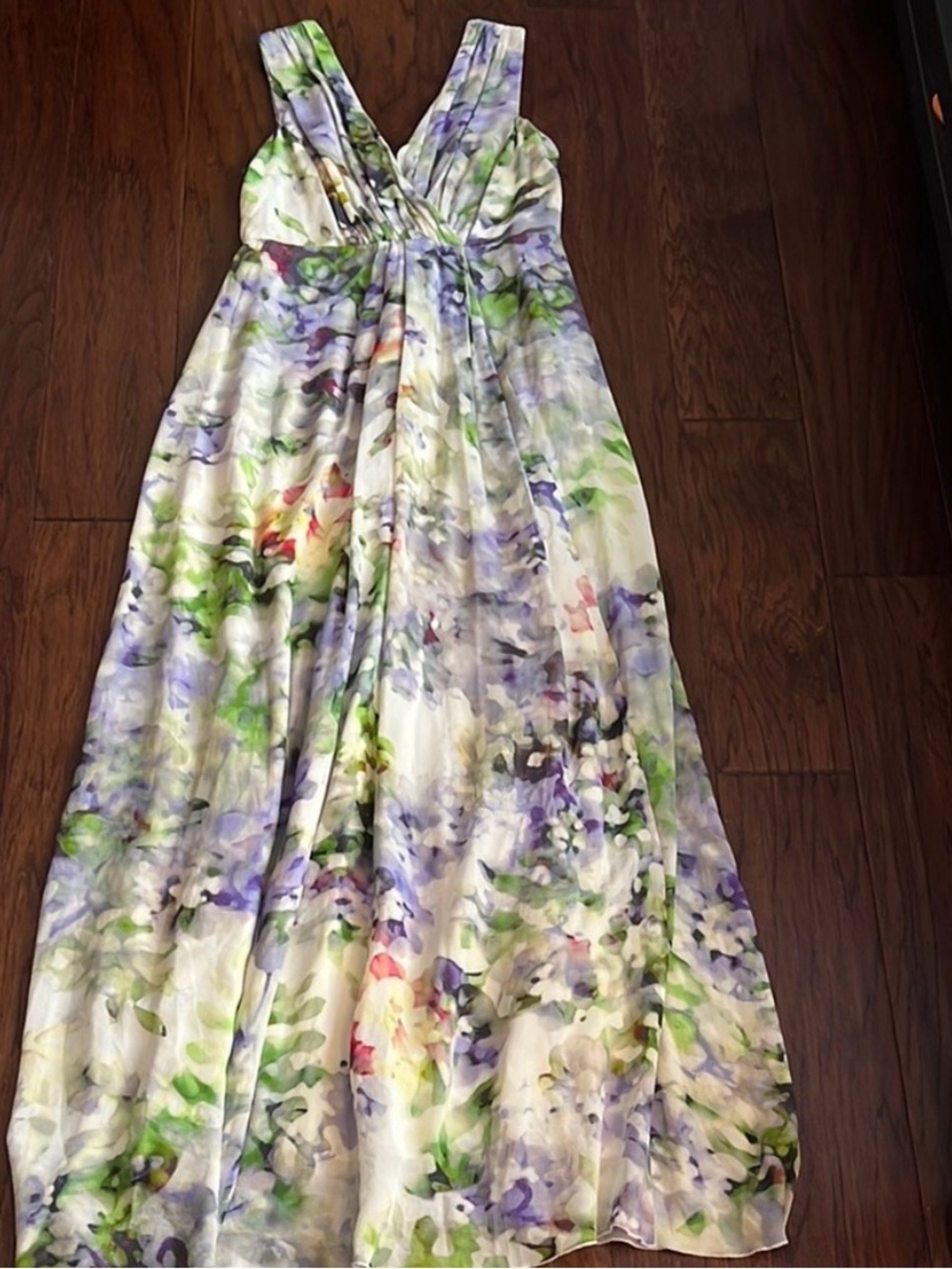 Seraphine Floral Watercolor V-Neck Maxi Dress in Multi